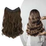 Maxbell Wavy Curly Natural Soft Synthetic Hair Pieces 17.7" for Women Dates Concerts Light Brown