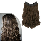 Maxbell Wavy Curly Natural Soft Synthetic Hair Pieces 17.7" for Women Dates Concerts Light Brown