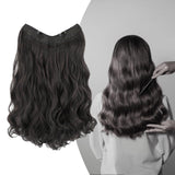 Maxbell Wavy Curly Natural Soft Synthetic Hair Pieces 17.7" for Women Dates Concerts Black