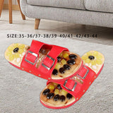 Maxbell Foot Massage Slippers with Natural Stone Summer Gifts Comfortable Adjustable 35 to 36
