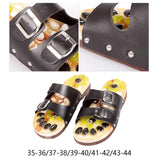 Maxbell Acupressure Massage Slippers for Adults Elderly Comfortable Black Adjustable 35 to 36