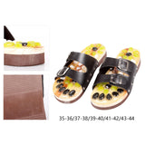 Maxbell Acupressure Massage Slippers for Adults Elderly Comfortable Black Adjustable 35 to 36