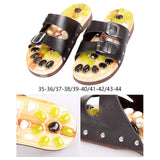 Maxbell Acupressure Massage Slippers for Adults Elderly Comfortable Black Adjustable 35 to 36