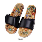 Maxbell Acupressure Massage Slippers for Adults Elderly Comfortable Black Adjustable 37 to 38