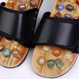 Maxbell Acupressure Massage Slippers for Adults Elderly Comfortable Black Adjustable 43 to 44