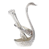 Max Creative Swan Table Kitchen Set Fruit Food Fork with Base Holder Set Silver