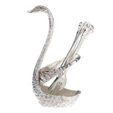 Max Creative Swan Table Kitchen Set Fruit Food Fork with Base Holder Set Silver