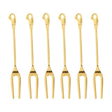 Max Creative Swan Holder Stylish Fruit Food Fork Spoon Holder Base 6 Fork Golden