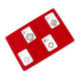 Max 8 Grid Velvet Frame Series Display Tray Coin Case for PCGS NGC Display -Red