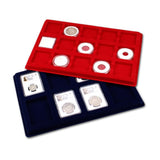 Max 8 Grid Velvet Frame Series Display Tray Coin Case for PCGS NGC Display -Red