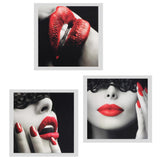 Maxbell  3Pcs Modern Art Oil Painting Canvas Picture Red Lips Wall Home Decor 40x40cm No Frame