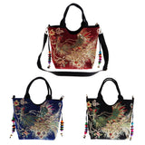 Max Handmade Peacock Embroidery Ethnic Travel Shoulder Bag Women Bags -Dark Blue