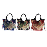 Max Handmade Peacock Embroidery Ethnic Travel Shoulder Bag Women Bags -Dark Blue