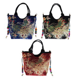 Max Handmade Peacock Embroidery Ethnic Travel Shoulder Bag Women Bags -Dark Blue