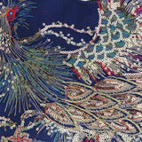 Max Handmade Peacock Embroidery Ethnic Travel Shoulder Bag Women Bags -Dark Blue