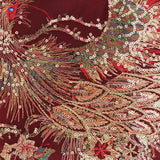 Max Handmade Peacock Embroidery Ethnic Travel Shoulder Bag Women Bags Wine Red