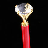 Max Rhinestone Ballpoint Pen High-end Metal Pen Ballpoint Pen  Red