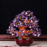 Max Mini Crystal Money Tree Bonsai Style Feng Shui Tree Home Office Decor Purple