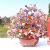 Max Mini Crystal Money Tree Bonsai Style Feng Shui Tree Home Office Decor Purple