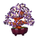 Max Mini Crystal Money Tree Bonsai Style Feng Shui Tree Home Office Decor Purple