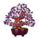 Max Mini Crystal Money Tree Bonsai Style Feng Shui Tree Home Office Decor Purple
