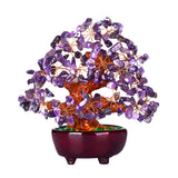 Max Mini Crystal Money Tree Bonsai Style Feng Shui Tree Home Office Decor Purple