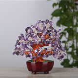 Max Mini Crystal Money Tree Bonsai Style Feng Shui Tree Home Office Decor Purple