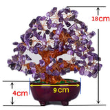 Max Mini Crystal Money Tree Bonsai Style Feng Shui Tree Home Office Decor Purple