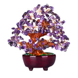 Max Mini Crystal Money Tree Bonsai Style Feng Shui Tree Home Office Decor Purple