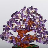 Max Mini Crystal Money Tree Bonsai Style Feng Shui Tree Home Office Decor Purple