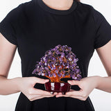 Max Mini Crystal Money Tree Bonsai Style Feng Shui Tree Home Office Decor Purple