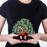 Max Mini Crystal Money Tree Bonsai Style Feng Shui Tree Home Office Decor Green