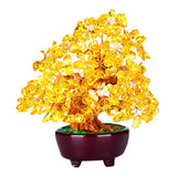Max Mini Crystal Money Tree Bonsai Style Feng Shui Tree Home Office Decor Yellow