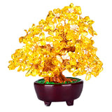 Max Mini Crystal Money Tree Bonsai Style Feng Shui Tree Home Office Decor Yellow