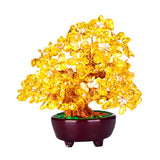 Max Mini Crystal Money Tree Bonsai Style Feng Shui Tree Home Office Decor Yellow