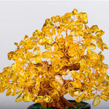 Max Mini Crystal Money Tree Bonsai Style Feng Shui Tree Home Office Decor Yellow