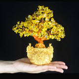 Max Crystal Money Tree Bring Wealth Luck Home Decor Birthday Gift 18cm Yellow