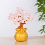Max Mini Crystal Money Tree Bonsai Style Feng Shui Bring Wealth Luck Pink
