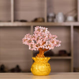 Max Mini Crystal Money Tree Bonsai Style Feng Shui Bring Wealth Luck Pink