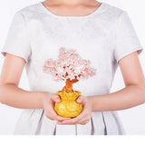 Max Mini Crystal Money Tree Bonsai Style Feng Shui Bring Wealth Luck Pink