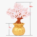 Max Mini Crystal Money Tree Bonsai Style Feng Shui Bring Wealth Luck Pink