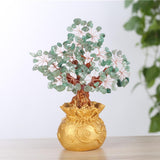Max Mini Crystal Money Tree Bonsai Style Feng Shui Bring Wealth Luck Green