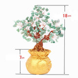 Max Mini Crystal Money Tree Bonsai Style Feng Shui Bring Wealth Luck Green