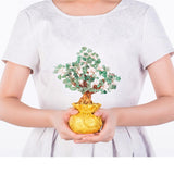 Max Mini Crystal Money Tree Bonsai Style Feng Shui Bring Wealth Luck Green