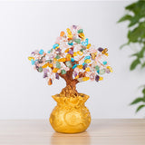 Max Mini Crystal Money Tree Bonsai Style Feng Shui Bring Wealth Luck Multi-Color