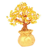 Max Mini Crystal Money Tree Bonsai Style Feng Shui Bring Wealth Luck Yellow