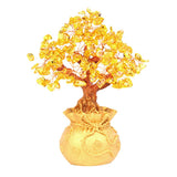 Max Mini Crystal Money Tree Bonsai Style Feng Shui Bring Wealth Luck Yellow