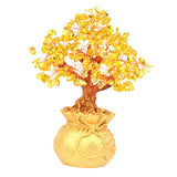 Max Mini Crystal Money Tree Bonsai Style Feng Shui Bring Wealth Luck Yellow