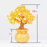 Max Mini Crystal Money Tree Bonsai Style Feng Shui Bring Wealth Luck Yellow