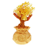Max Mini Crystal Money Tree Bonsai Style Feng Shui Bring Wealth Luck Yellow